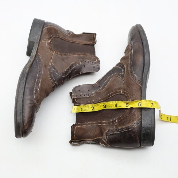 John Varvatos Chelsea Men’s 10 Waxed Suede Brown Leather Boots Handmade In ITALY - Picture 6 of 13